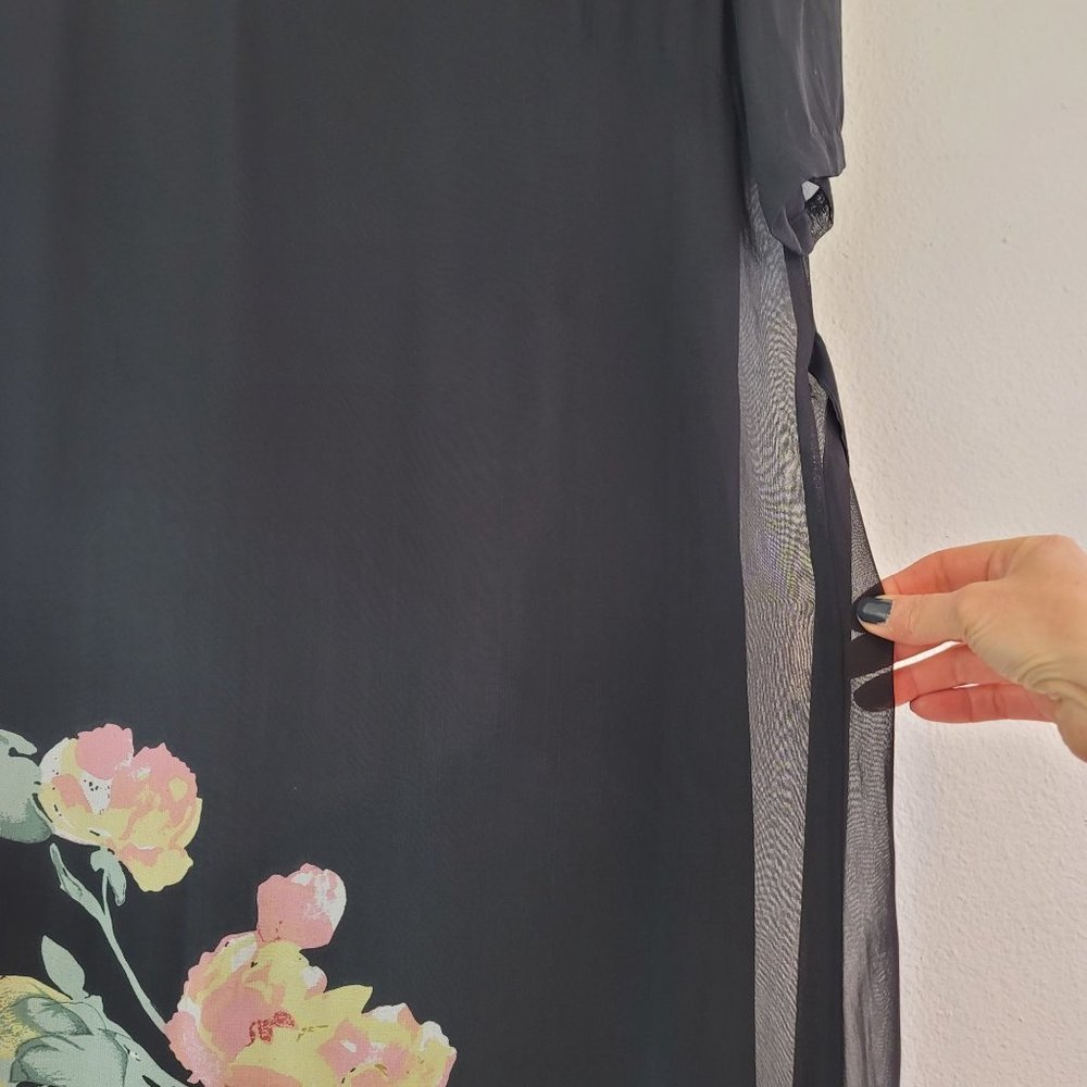 Vintage Lolette Womens Sz 10 Floral Sheer Midi Dress Lined Romantic Fairy 90s - Picture 15 of 15